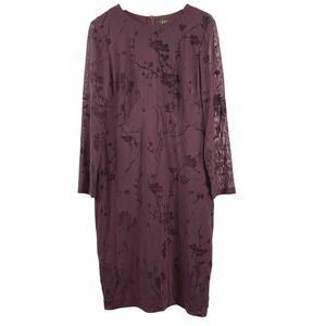 Lauren Ralph Lauren Womens Floral Velvet Burnout Long Sleeve Midi Dress sz 12